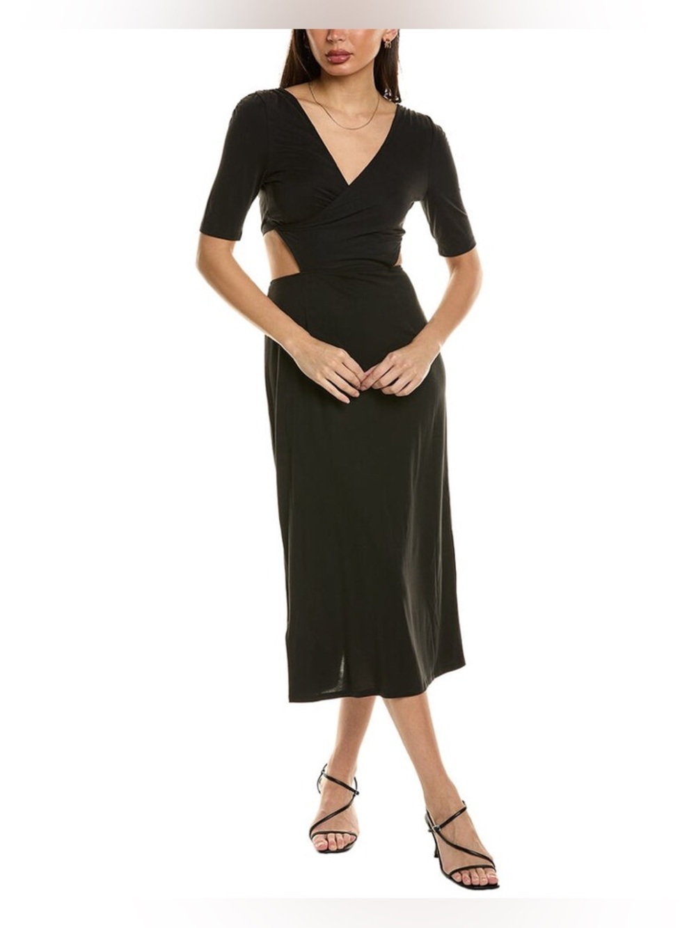 NEW EQUIPMENT GENEVIEVE MIDI DRESS BLACK SIZE L